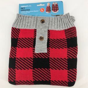 NEW VibrantLife Pet Sweater Size Large‎ Red Plaid German Shepherd Labrador Boxer